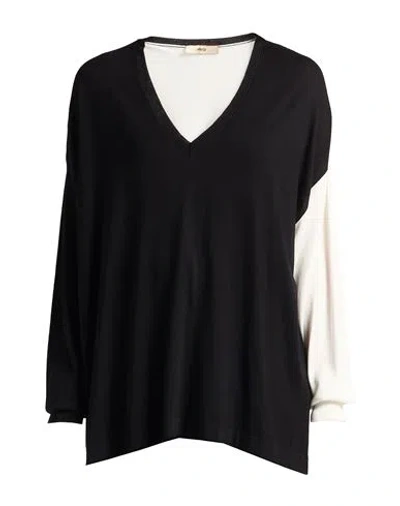 Akep Woman Sweater Black Size L Viscose, Merino Wool, Polyamide