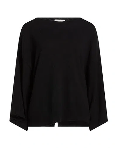Akep Woman Sweater Black Size S Merino Wool, Cashmere In Animal Print