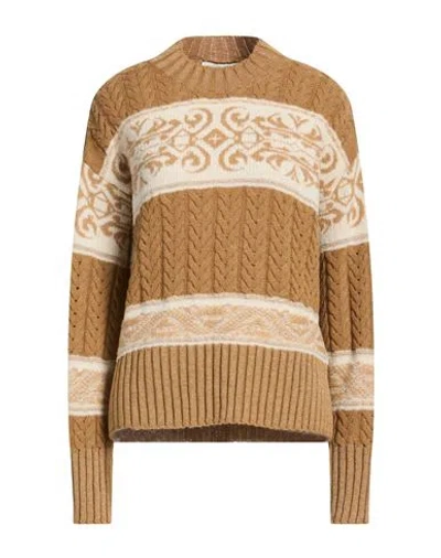 Akep Woman Sweater Camel Size L Synthetic Fibers, Alpaca Wool, Wool, Metallic Fiber In Multi