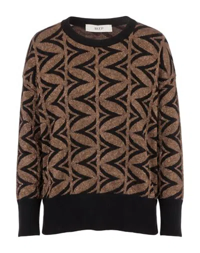 Akep Woman Sweater Camel Size Xs Viscose, Polyamide, Wool, Polyester, Cashmere In Brown