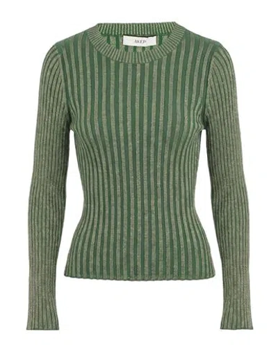 Akep Woman Sweater Green Size 4 Cotton, Polyester, Metallic Polyester