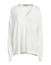 Akep Woman Sweater Ivory Size 6 Viscose, Merino Wool, Polyamide In White
