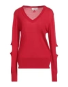Akep Woman Sweater Red Size 6 Viscose, Merino Wool, Polyamide