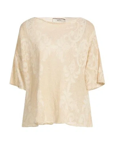 AKEP AKEP WOMAN SWEATER SAND SIZE XS VISCOSE, COTTON, POLYAMIDE, METAL