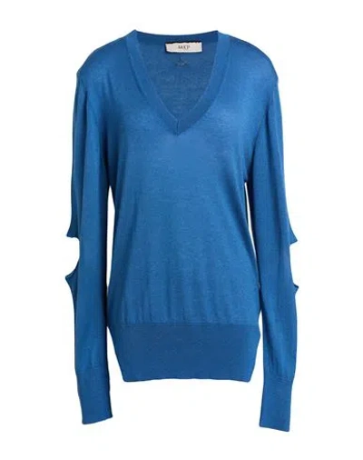Akep Woman Sweater Slate Blue Size 8 Viscose, Merino Wool, Polyamide