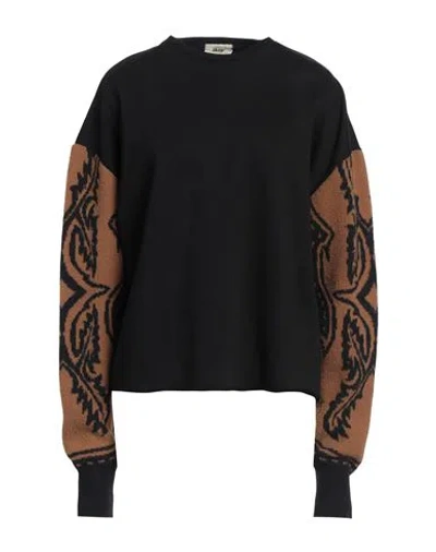 Akep Woman Sweatshirt Black Size 6 Cotton, Polyester