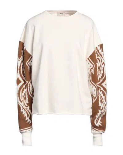 Akep Woman Sweatshirt Cream Size 6 Cotton, Polyester In Neutral