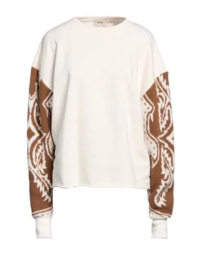 Akep Woman Sweatshirt Cream Size 6 Cotton, Polyester In White