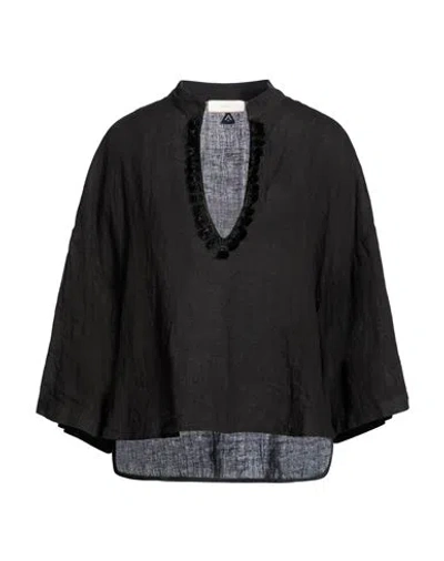 Akep Woman Top Black Size 6 Linen
