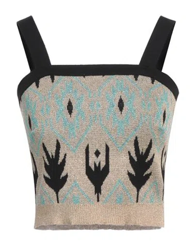 Akep Woman Top Black Size L Viscose, Polyester, Metallic Polyester In Multi