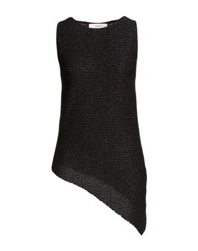 Akep Woman Top Black Size S Viscose, Polyamide, Polyester