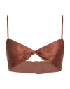 Akep Woman Top Brown Size 4 Linen, Polyester