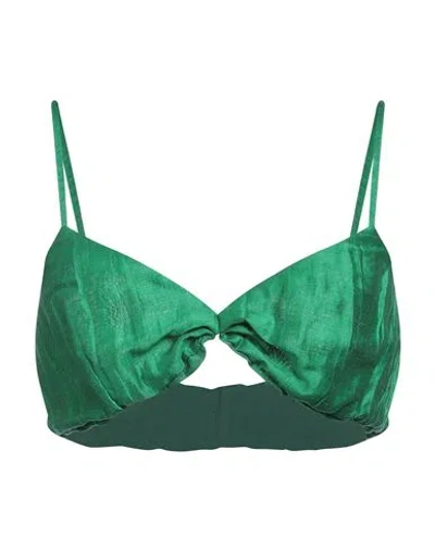 Akep Woman Top Green Size 8 Linen, Polyester