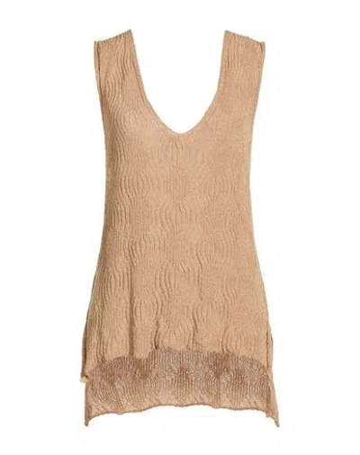 Akep Woman Top Sand Size Xs Viscose, Polyamide, Polyester In Brown