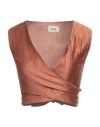 Akep Woman Top Tan Size 8 Linen, Polyester In Brown