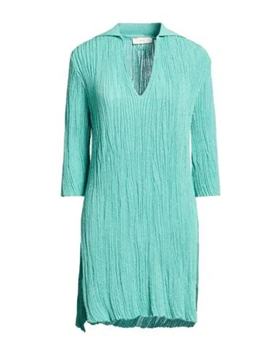 Akep Woman Top Turquoise Size S Viscose, Polyester, Polyamide In Blue