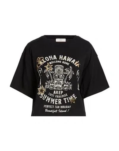 Akep Woman T-shirt Black Size L Cotton