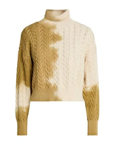 Akep Woman Turtleneck Beige Size M Cotton In Multi