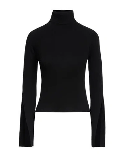 Akep Woman Turtleneck Black Size 6 Viscose, Polyester, Polyamide