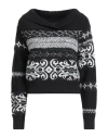 Akep Woman Turtleneck Black Size 8 Acrylic, Synthetic Fibers, Merino Wool, Alpaca Wool, Metallic Fib In Black