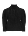Akep Woman Turtleneck Black Size 8 Alpaca Wool, Polyamide In Black