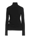 Akep Woman Turtleneck Black Size 8 Viscose, Polyamide, Elastic Fibres In Black