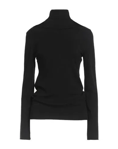Akep Woman Turtleneck Black Size 8 Viscose, Polyamide, Elastic Fibres