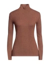 Akep Woman Turtleneck Brown Size 8 Viscose, Polyester, Polyamide In Brown