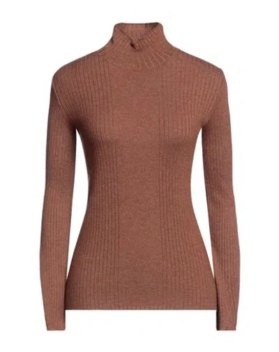 Akep Woman Turtleneck Brown Size 8 Viscose, Polyester, Polyamide