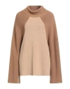 Akep Woman Turtleneck Camel Size S Merino Wool, Acrylic In Brown