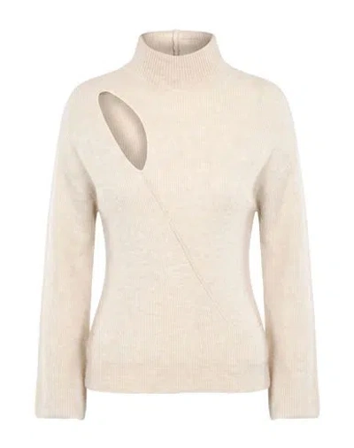 Akep Woman Turtleneck Cream Size 10 Polyacrylic, Polyamide, Wool, Viscose In White