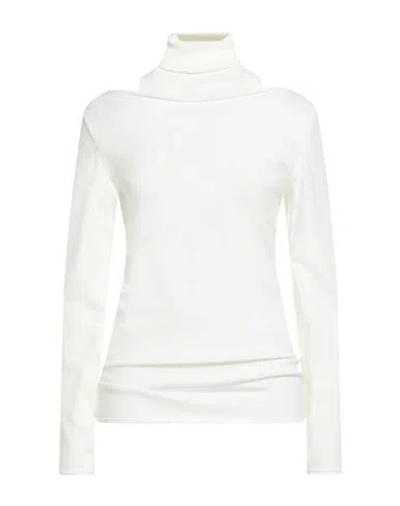 Akep Woman Turtleneck Ivory Size 10 Viscose, Polyamide, Elastic Fibres In White