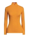 Akep Woman Turtleneck Marigold Size 8 Viscose, Polyester, Polyamide In Yellow