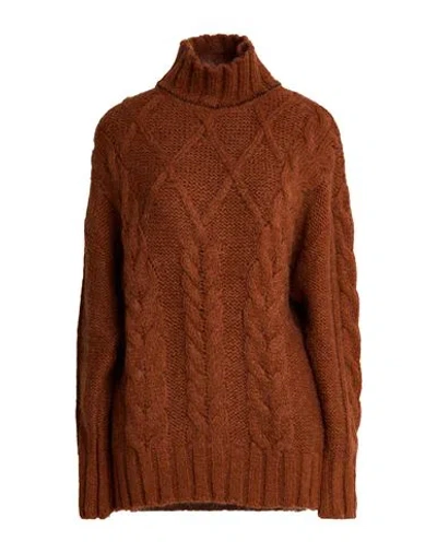 Akep Woman Turtleneck Rust Size 2 Acrylic, Wool, Viscose, Polyester, Alpaca Wool In Red