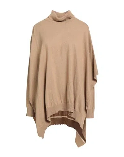 Akep Woman Turtleneck Sand Size 2 Viscose, Merino Wool, Polyamide, Cashmere In Neutral