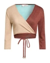 Akep Woman Wrap Cardigans Sand Size 8 Viscose, Polyamide, Polyester In Multi