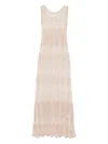 Akep Gestricktes Midikleid In Beige