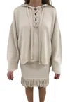 Akep Women's Sweater  With Hood In White