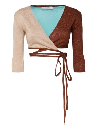 Akep Wrap-effect Cropped Top In Multi