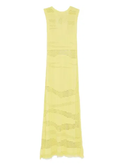 Akep Zebra-effect Knitted Maxi Dress In Green
