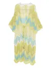 Akep Zigzag Knitted Coat In Yellow