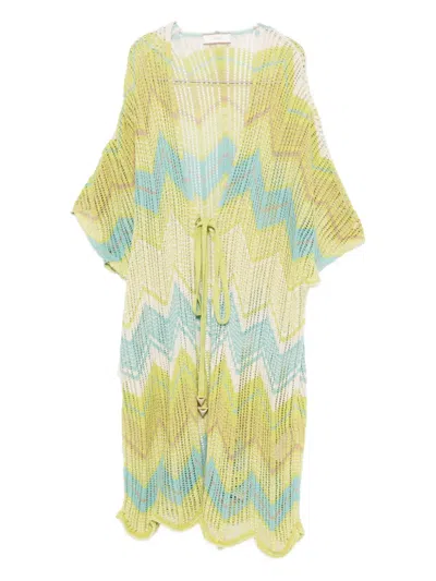 Akep Zigzag Knitted Coat In Yellow