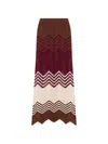 Akep Zigzag-pattern Knitted Maxi Skirt In Red