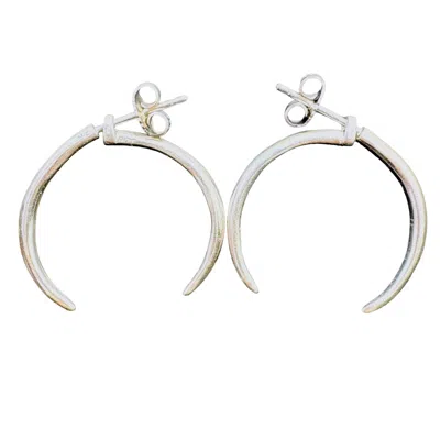 Aki Roc Jewelry Women's Front-back One Inch Hoop Earrings - Sterling Silver