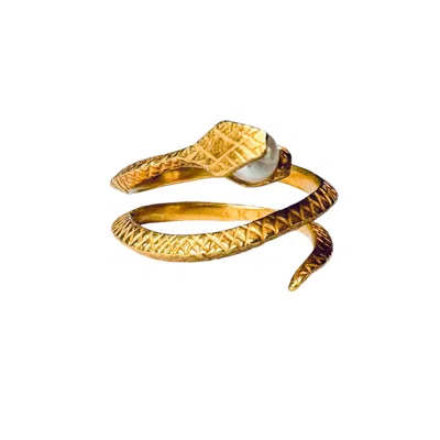 Aki Roc Jewelry Women's Gold / White Snake Ring -gold In Multi
