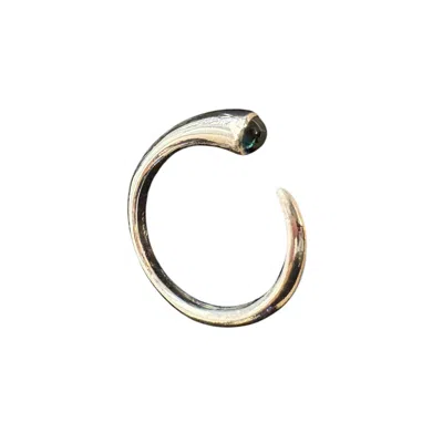 Aki Roc Jewelry Women's Green / Silver Open Ring Green Tourmaline - Sterling Silver