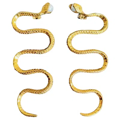 Aki Roc Jewelry Women's Inca Snake Earrings Gold