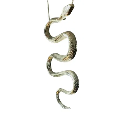 Aki Roc Jewelry Women's Inca Snake Pendant Necklace- S.silver