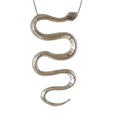 Aki Roc Jewelry Women's Inca Snake Pendant Necklace Sterling Silver