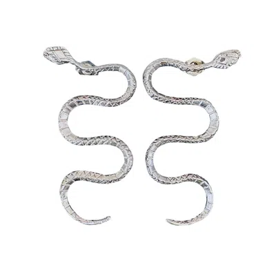Aki Roc Jewelry Women's Maya Snake Earrings Silver